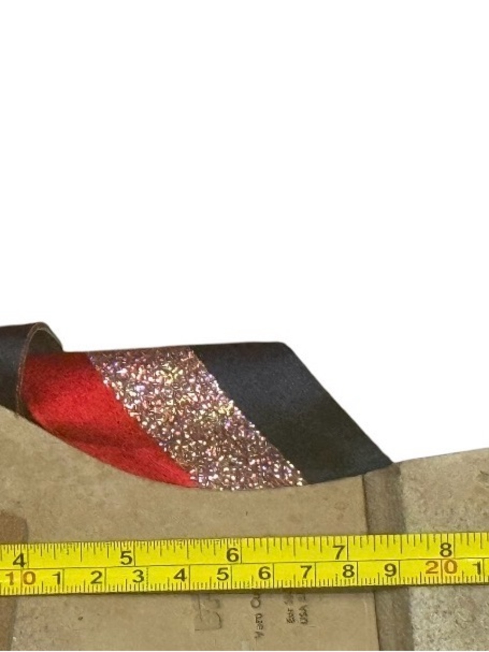 Diane Von Furstenberg Red, Black & Rose Gold Glitter Crossband Slide Sandals - Picture 5 of 5